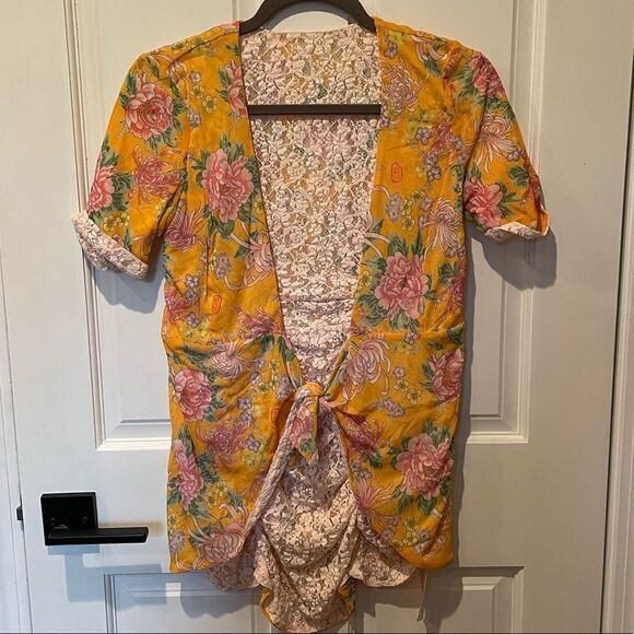 NWT Free People HAH All Tied Up Reversible Marigold Top ONLY Small #017 - Picture 5 of 8